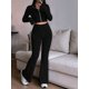 thumbnail image 5 of Conjunto de Dos Piezas para Mujer, Pantalón Corto de Larga con Cremallera y Pantalones, Chándal Sexy y Ajustado para Estar en Casa. Negro M, 5 of 6