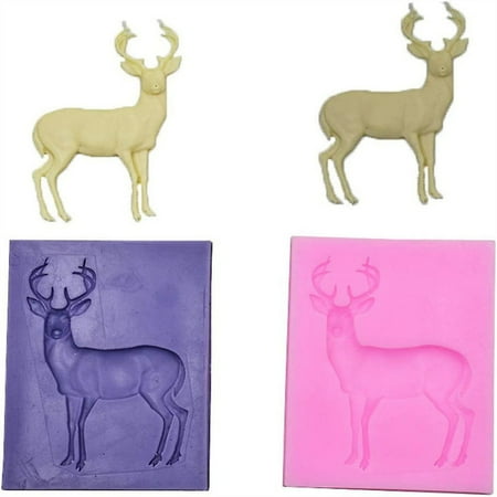 

2 Pcs Christmas Deer Silicone Mold Fondant Cake Chocolate Cookie Decorating Mould Cake Tools New