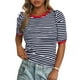 thumbnail image 1 of Camiseta PRETTYGARDEN para mujer, color azul marino, a rayas, color azul marino, 1 of 9