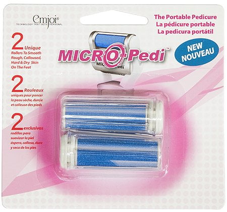Micro-Pedi Extra-Coarse Rollers are abrasive rollers designed for use with the Micro-Pedi foot smoothing device. These rollers are made with an extra-coarse texture that is ideal for removing tough, callused skin from the feet. Each pack comes with two rollers, providing an extra supply of rollers for continuous use.