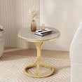 thumbnail image 3 of Mesa de centro minimalista, mesas auxiliares únicas redondas modernas de oro blanco, muebles de sala de estar Koffietafels nórdicos simples de lujo, 3 of 4