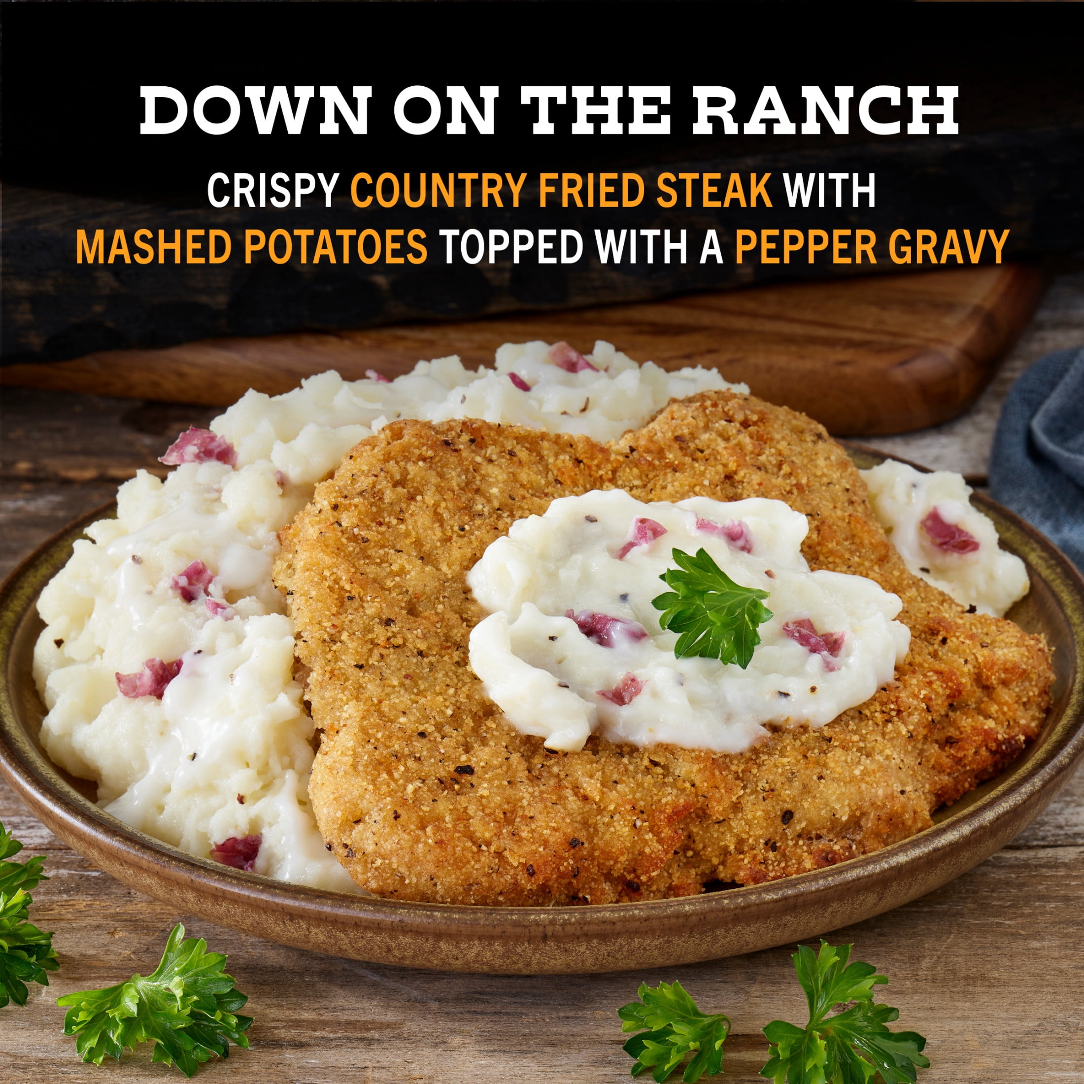 Yellowstone Country Fried Steak and Mash, Steak Dinner, Meals for One, Frozen Dinner 12 oz