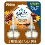 Glade PlugIns Air Freshener Refills, Cashmere Woods, Infused with Essential Oils, 0.67 oz, 2 Count