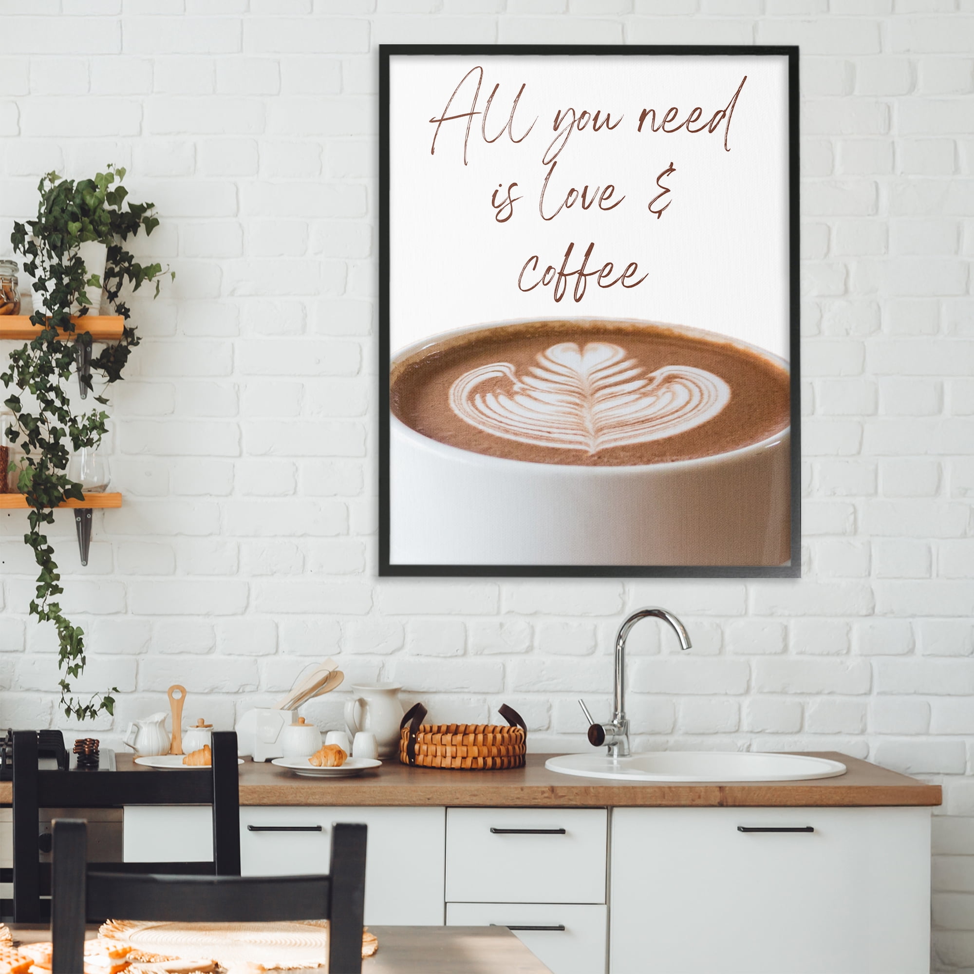 Stupell Industries All You Need Love & Coffee Black Framed Giclee Art, design by Jesse Keith