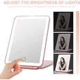 thumbnail image 4 of LED Foldable Travel Makeup Mirror - 5x7 inches 3 Colors Light Modes USB Rechargeable Touch Screen, Portable Tabletop Cosmetic for Travel, Cosmetic, Office (Rose Gold), 4 of 6