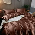 thumbnail image 2 of Vogue Linen Pure Mulberry Silk Duvet Cover - 16 Momme 6A Graded Silk - 1 Piece Duvet Cover Twin/Twin XL 68" x 90", Chocolate, 2 of 4