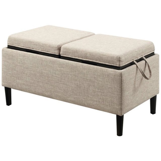 Convenience Concepts Designs4Comfort Pouf de Rangement avec Plateaux en Tissu Crème