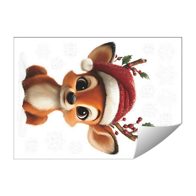 Cute Deer And Snowflake Glass Window Beautification Decoration Electrostatic Uv Window Sticker For Holiday Decor