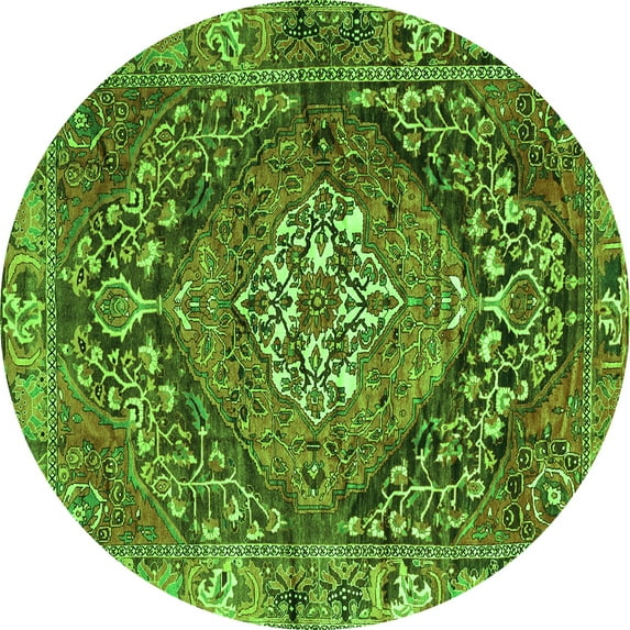Ahgly Company Indoor Round Persian Green Traditional Area Rugs, 3' Round