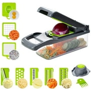 Vegetable Slicer Lychee 12 in 1 Food Chopper with Container Finger Protection for Veggie Fruit Salad Potato