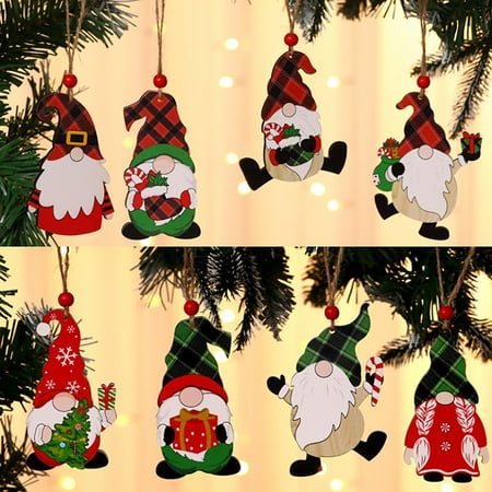 

huanledash Hanging Pendant Realistic Hanging Pendant Decorative Wood Santa Claus Pattern Art Plaque for Home