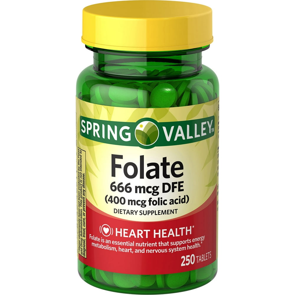 Spring Valley Folic Acid Tablets, 400 mcg, 250 Ct