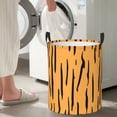thumbnail image 4 of DouZhe Waterproof Collapsible Large Laundry Baskets, Yellow Tiger Stripe Prints Circular Hamper with Handles, 4 of 6