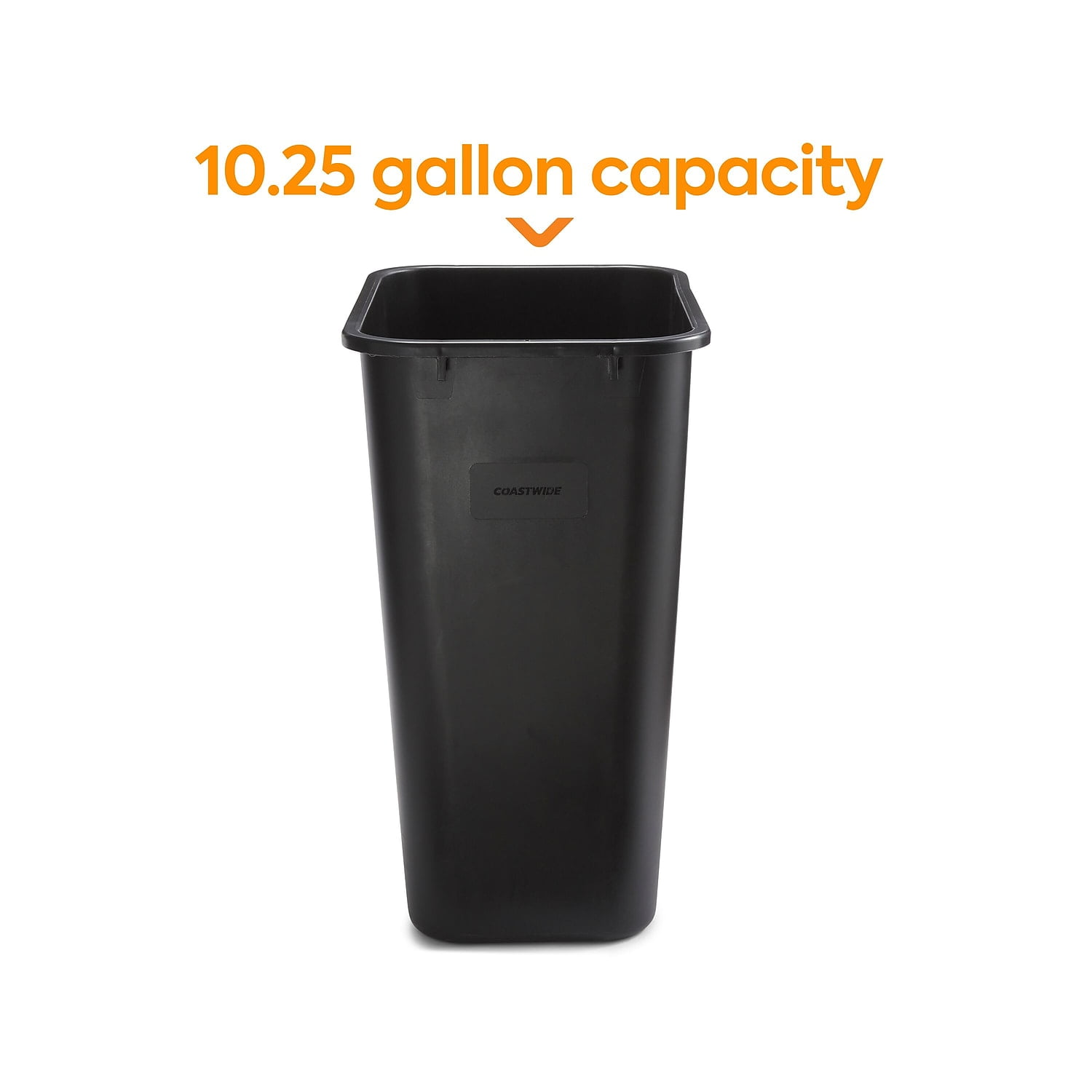 Staples Coastwide Professional Indoor Trash Can Without Lid Black Soft Molded Plastic 10.25 Gallon