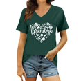 thumbnail image 1 of Camiseta de manga corta con cuello en V y estampado para mujer: top informal de verano con estampado floral, tejido suave y transpirable, varias tallas, 1 of 4