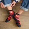 thumbnail image 3 of Rateoe Red Moon Lava Pattern Quarter Crew Socks,Toe Seamed Ankle Socks,Cotton Cushioned Breathable Athletic Crew Sports Socks, 3 of 7