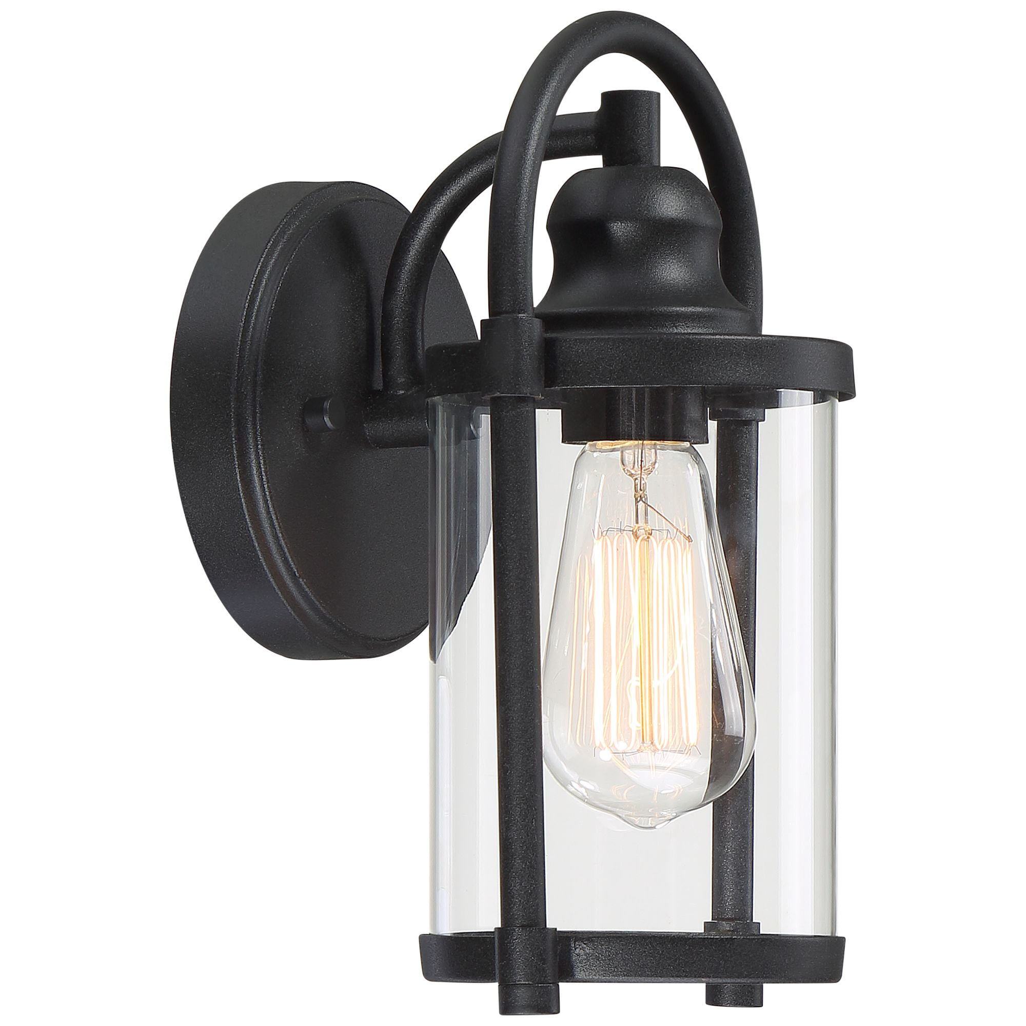 John Timberland Modern Outdoor Wall Light Fixture Black 10 1/4" Cylindrical Glass for Exterior House Porch Patio Deck Entryway