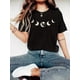 thumbnail image 1 of Women'S Moon Phase Print T-Shirt, Short Sleeve Crew Neck, Cotton Jersey Knit Fabric, Sun & Moon Pattern, Regular Length Top for Spring/Summer/Fall, 1 of 6
