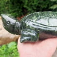 thumbnail image 6 of Dark Green Jade Lifelike Longevity Turtle Statue Healing Reiki Nephrite Jade Carved Natural Crystal Tortoise Nice Mascot Animal Home Decor, 6 of 8