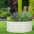 thumbnail image 2 of Aoodor 17" Tall 42" Metal Raised Garden Bed Kit, Outdoor Round Planter Box for Vegetables, Flowers, Herbs, Beige, 2 of 8