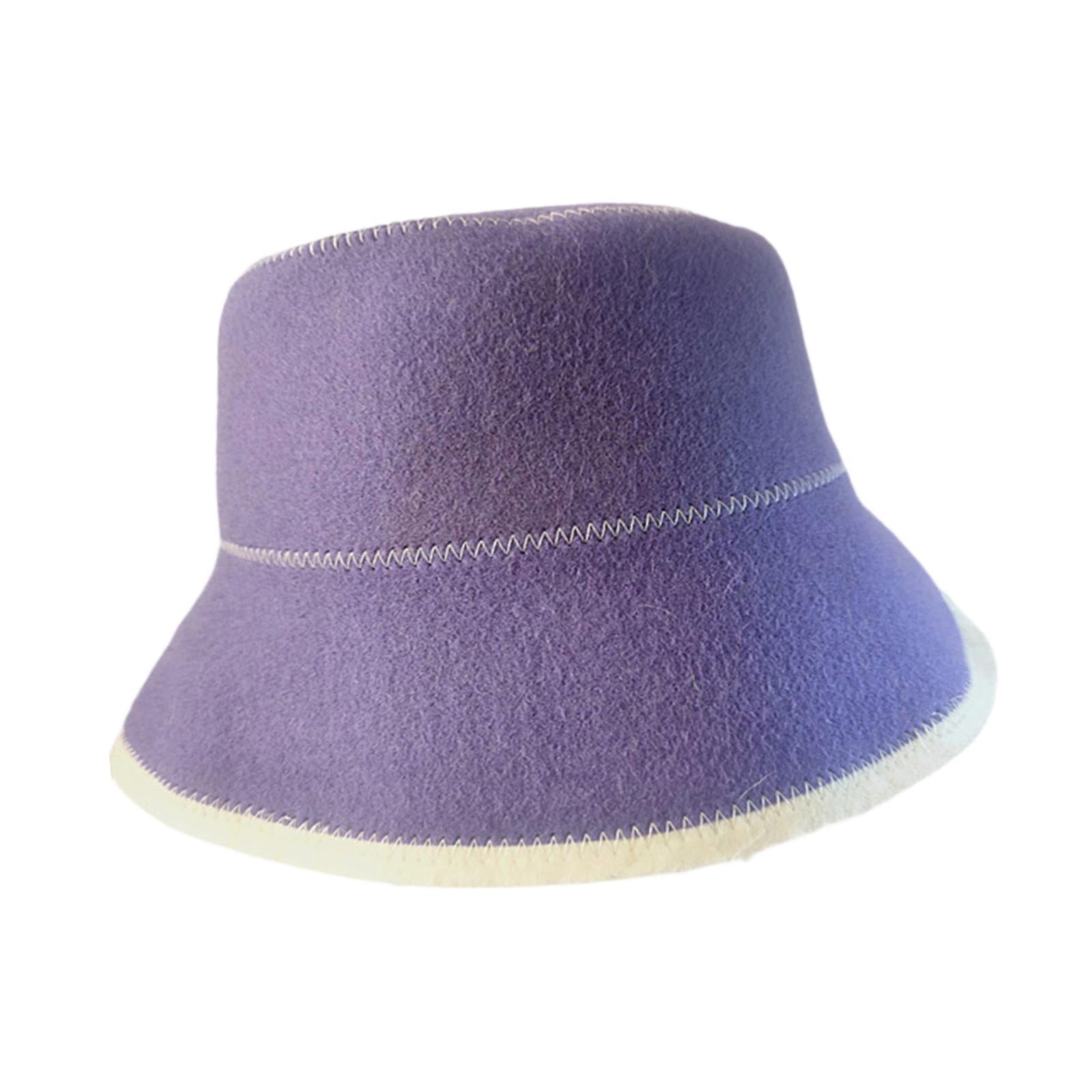 oshhni Felt Cloth Sauna Hat Bath Accessories Sauna Cap for Bath House Men Women SPA Purple