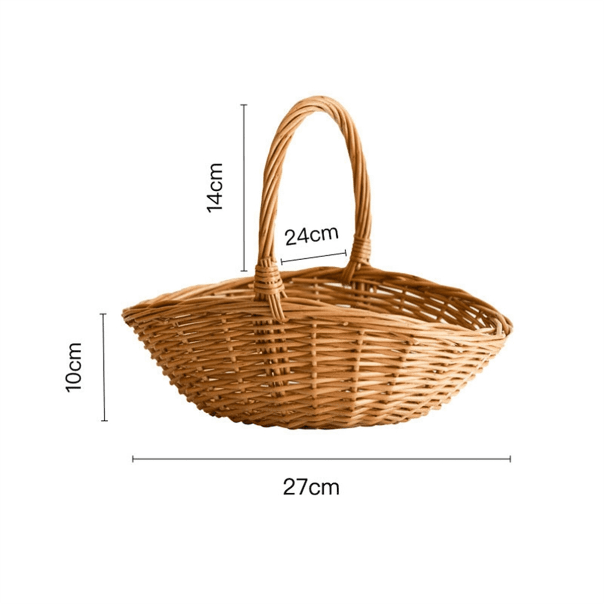 Panier Pâques Osier Naturel Avec Poignées 30x27x24 Cm – Fabriqué Main, Polyvalent Rangement & Décoration