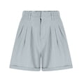 thumbnail image 5 of Running Shorts Womens with Pockets Casual Solid Color Pleated Hot Pants Lounge High Waist Athletic Hotpants Summer Yoga Gym Cotton Linen Shorts Elastic Waist Tracksuit Bottoms, 5 of 7