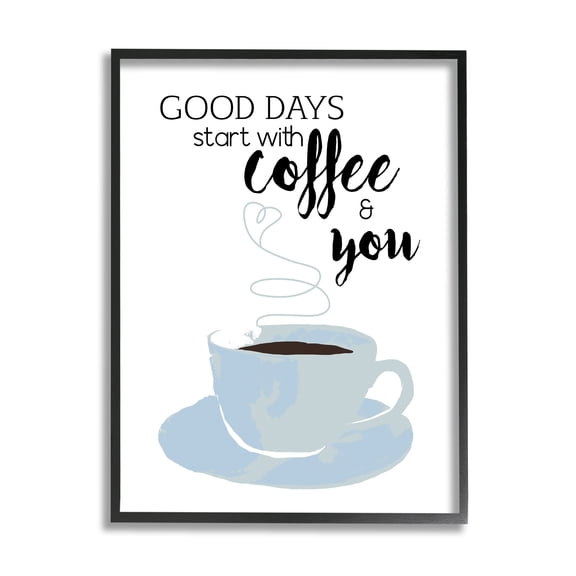 Stupell Industries Good Days Coffee & You Romantic Kitchen Morning Graphic Art Black Framed Art Print Wall Art, Design by Daniela Santiago