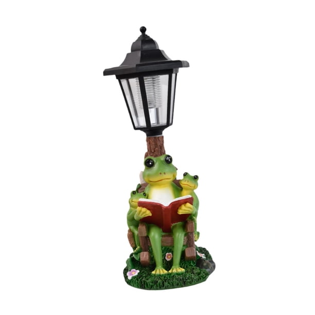 Estatua de rana solar para jardín con linterna solar, figura de rana con luces para el patio. 115 x 145 x 32 cm