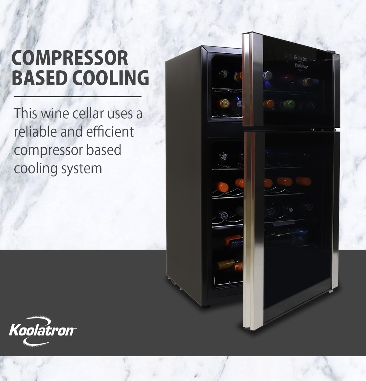 Koolatron 29 Bottle Dual Zone Wine Cooler Freestanding Wine Fridge
