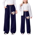 thumbnail image 2 of XEGLSBU Girls Pants Size 6 Girl's Baggy Sweatpants Lightweight Straight Leg Athletic Pants with Pockets Dark Blue1 Size 8-9 Years, 2 of 9