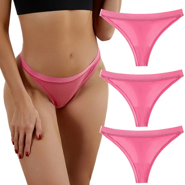Calzoncillos hipster Gibobby Patchwork Color Ropa interior Bragas Bikini Sólido para mujer 3 piezas Rosa S