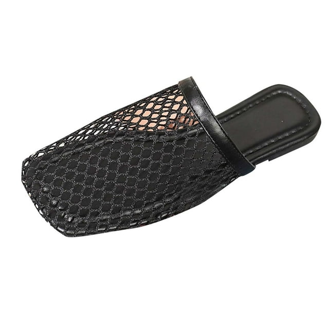 Black Female Fishnet Woven Hollow Roman Sandals With Pvc Sole And Mesh For Outdoor And Beach Use In Summer Easy To Slip On And Durable