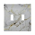 thumbnail image 3 of 3 Gang Switch Covers White and Gold Marble Light Wall Plate Home Faceplate Switch Plates 6.37”x4.48”, 3 of 8