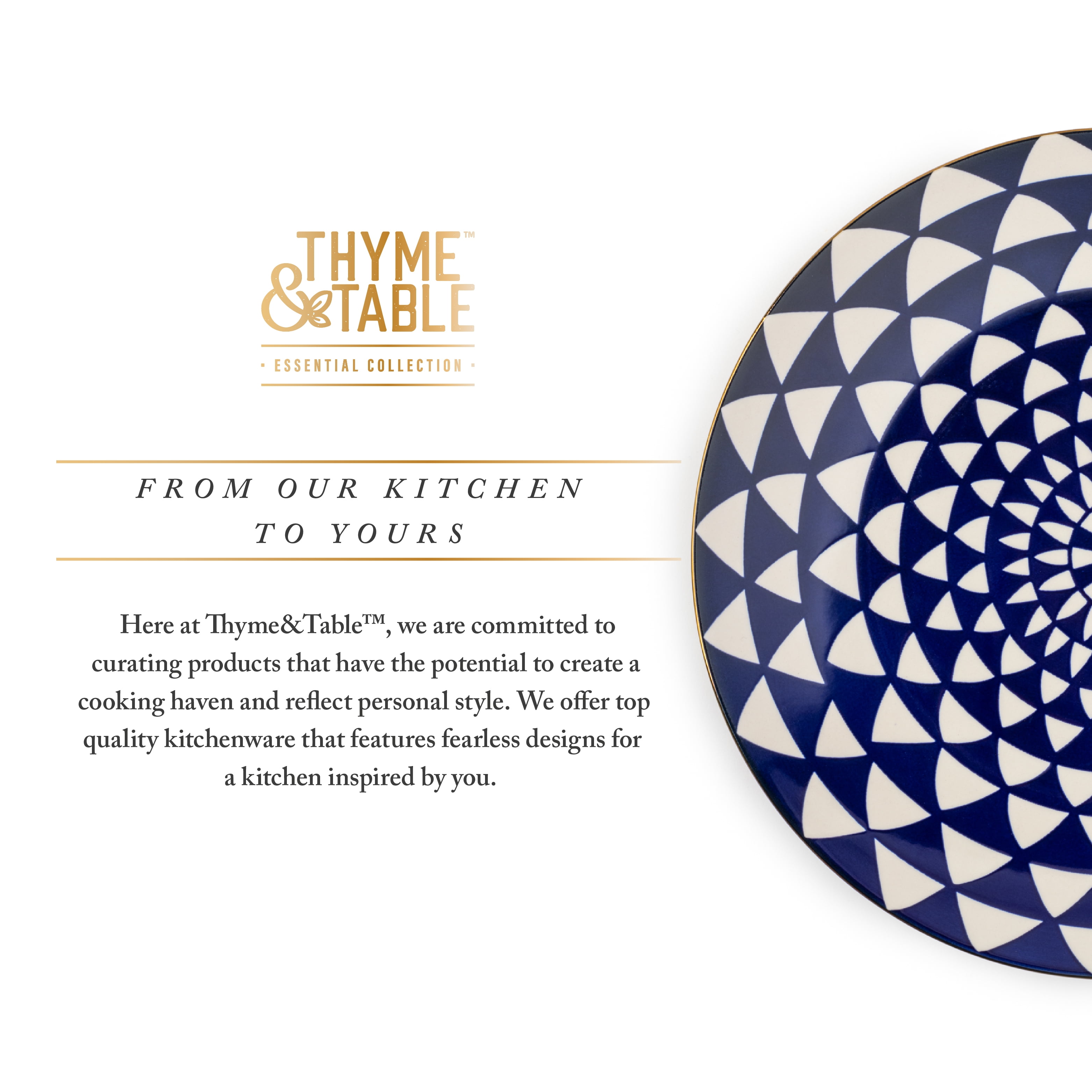 Thyme & Table Blue Medallion Stoneware Round Dinner Plate