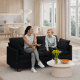 thumbnail image 6 of Aiho 75" L Loveseat Sofa, Comfy Corduroy Fluffy Couch with Deep Seat with Double Layer Cushions for Living Room, Apartment, Bedroom, Bedroom - Black, 6 of 6
