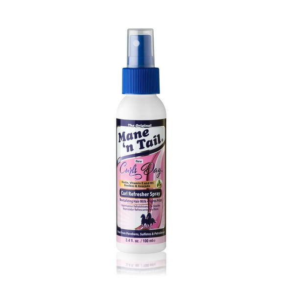 Mane 'n Tail Curls Day Curl Refresher Spray (3.4 Oz) – Revitalizes, Detangles, and Reactivates Curls, Coils, and Waves