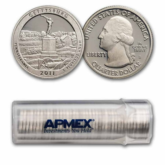 2011-S Quarter ATB Gettysburg Park Proof 40-Coin Roll (Silver)