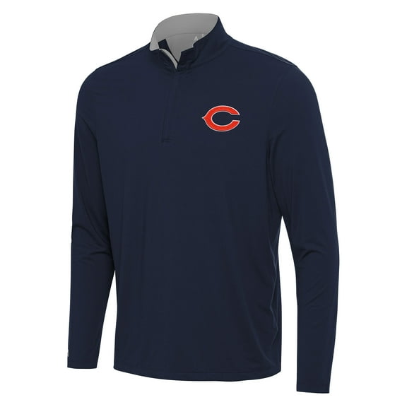 Men's Antigua Navy/Gray Chicago Bears Content Quarter-Zip Pullover Top