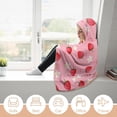 thumbnail image 5 of Cloak Hooded Blankets Pink Strawberry Wearable Blanket for Adults Kids for Bed Sofa Bedding, 5 of 6