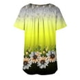 thumbnail image 3 of SMihono Hauts pour Femmes Été Chic Décontracté T-shirt pour Femmes T-Shirts Manches Courtes Col Rond T-shirt T-shirt à Imprimé Floral Hauts Blouse Cadeau pour Femmes T-shirt Oversize pour Femmes 2023, 3 of 7