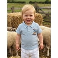 thumbnail image 4 of BemeyourBBs Western Country Baby Boy Clothes Toddler Baby Boys Cowboy Outfit New to Here Shirt Boots Embroidery Summer Short Sleeve Waffled Striped Collar Half Button Causal Shirts Tops, 4 of 9