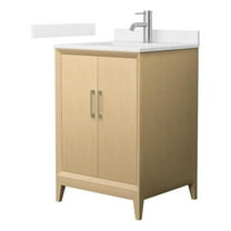Janna 24" White Oak Single Vanity Carrara Cultured Marble Top & Nickel Trim