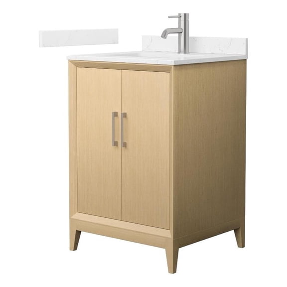 Janna 24" White Oak Single Vanity Carrara Cultured Marble Top & Nickel Trim