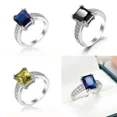 thumbnail image 2 of Anillos femeninos de moda, Plata de Ley 925 auténtica, circonita cúbica cuadrada para mujer, anillo de boda, compromiso, regalo de joyería Diamante, 2 of 2