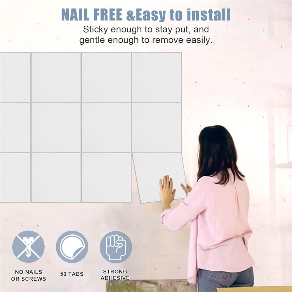 Yahome 12Pcs Bulletin Board for Office 48 x 36 Inch Removable Felt Wall Tiles with Pushpins Large Cork Boards for Walls Decor Organizer and DIY (White)