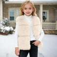 thumbnail image 2 of mgoYE Vest for Girls Sleeveless Fuzzy Jacket Winter Warm Cropped Coats Kids Cute Cardigan Outerwear(Beige,4-5 Years), 2 of 4