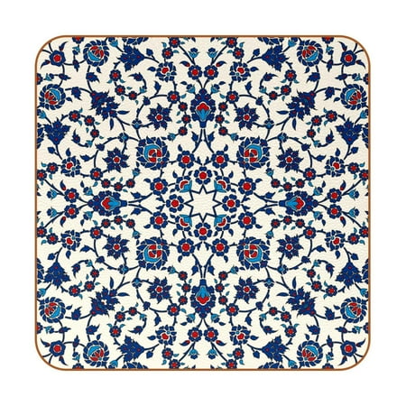 

OWNTA Arabesque Pattern Premium 6-Piece Square Coaster Set in Microfiber Leather - Non-Slip & Absorbent Cup Mats