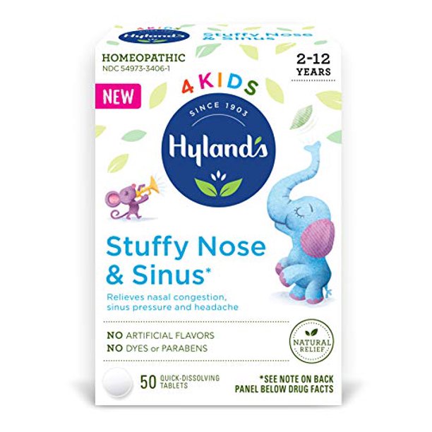 Hyland's 4 Kids Stuffy Nose & Sinus Cold Allergy Children Ages 2+ Relief Nasal Decongestant, 50