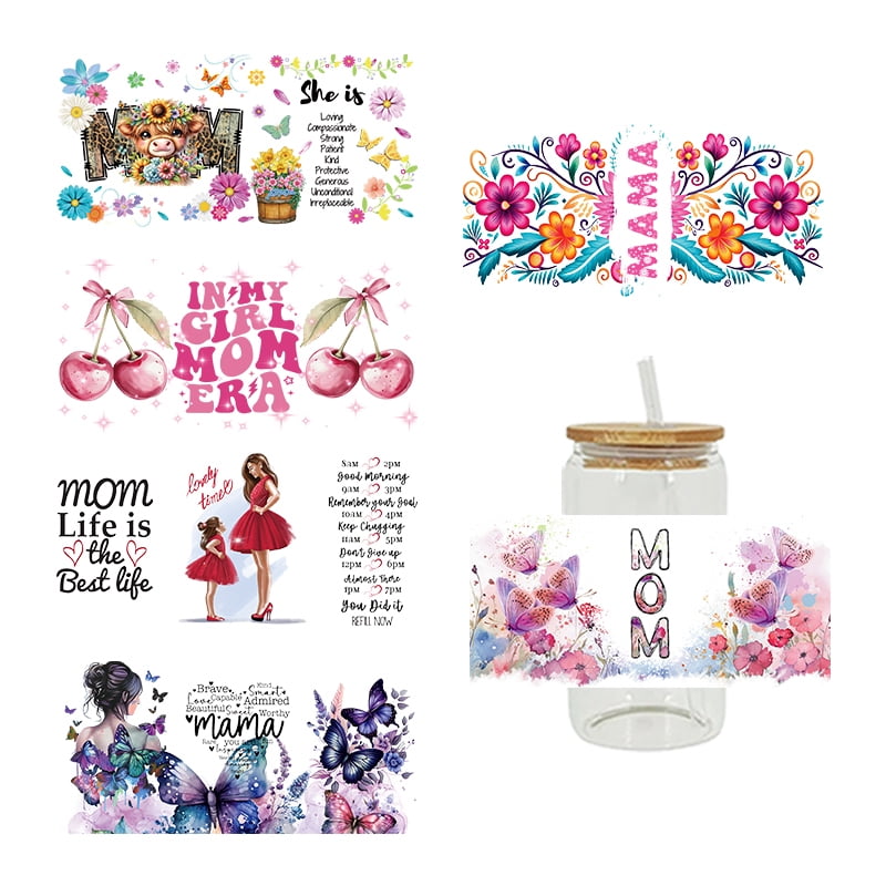 UV DTF  Sticker  Mother's Day Theme For The 16oz Libbey Glasses Wraps Cup Can DIY Waterproof Easy To Use Custom Decals D16577